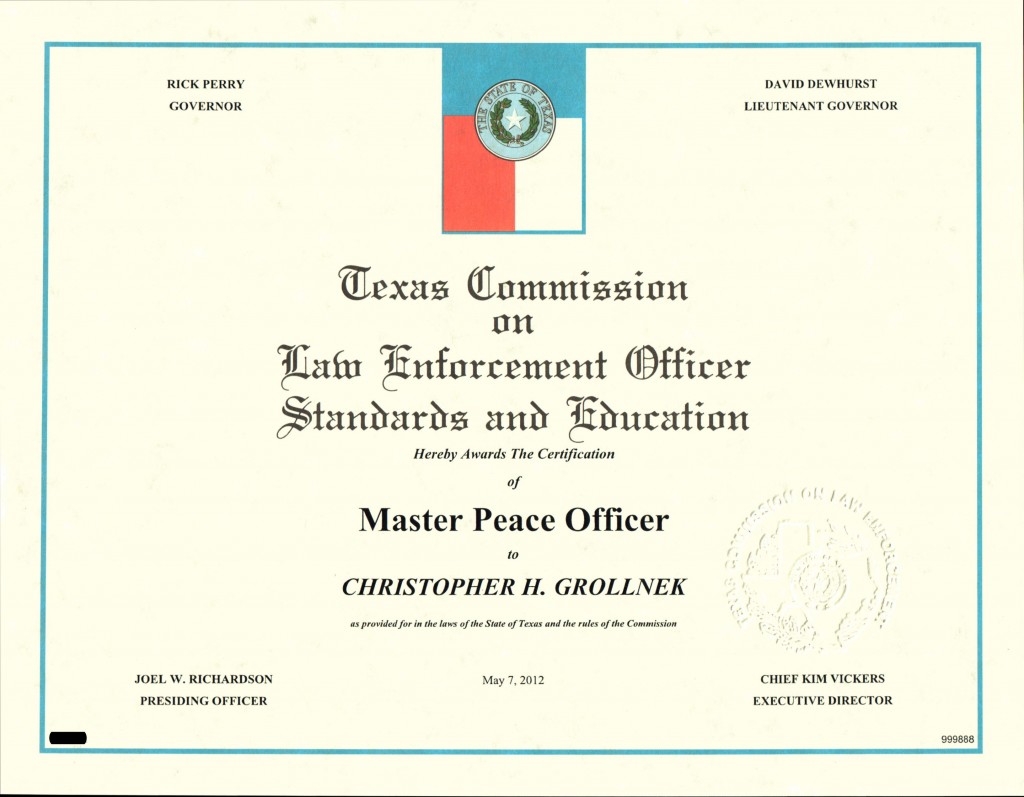 Master Peace Officer License Chris Grollnek